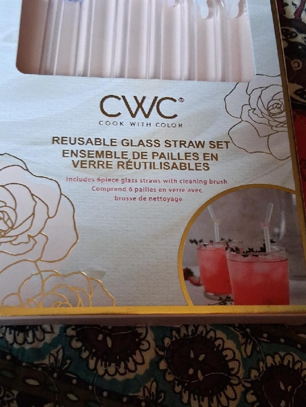 CWC Reusable Glass Straw Set - Pink Clear Accent - Picture 4 of 5